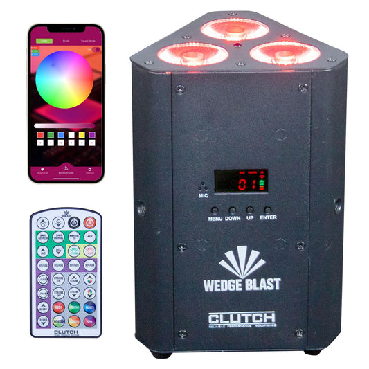 Clutch WEDGE BLAST Triangular LED Uplight Black 6-Pack with Case