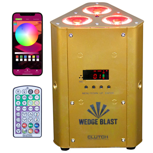 Clutch WEDGE BLAST Triangular LED Uplight Gold 6-Pack with Case