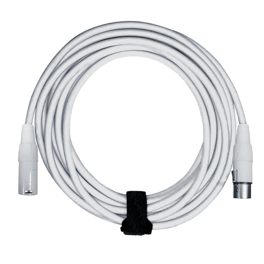 3-Pin XLR Male to Female Balanced Cable 20' Feet White Color Mic Connector Cord