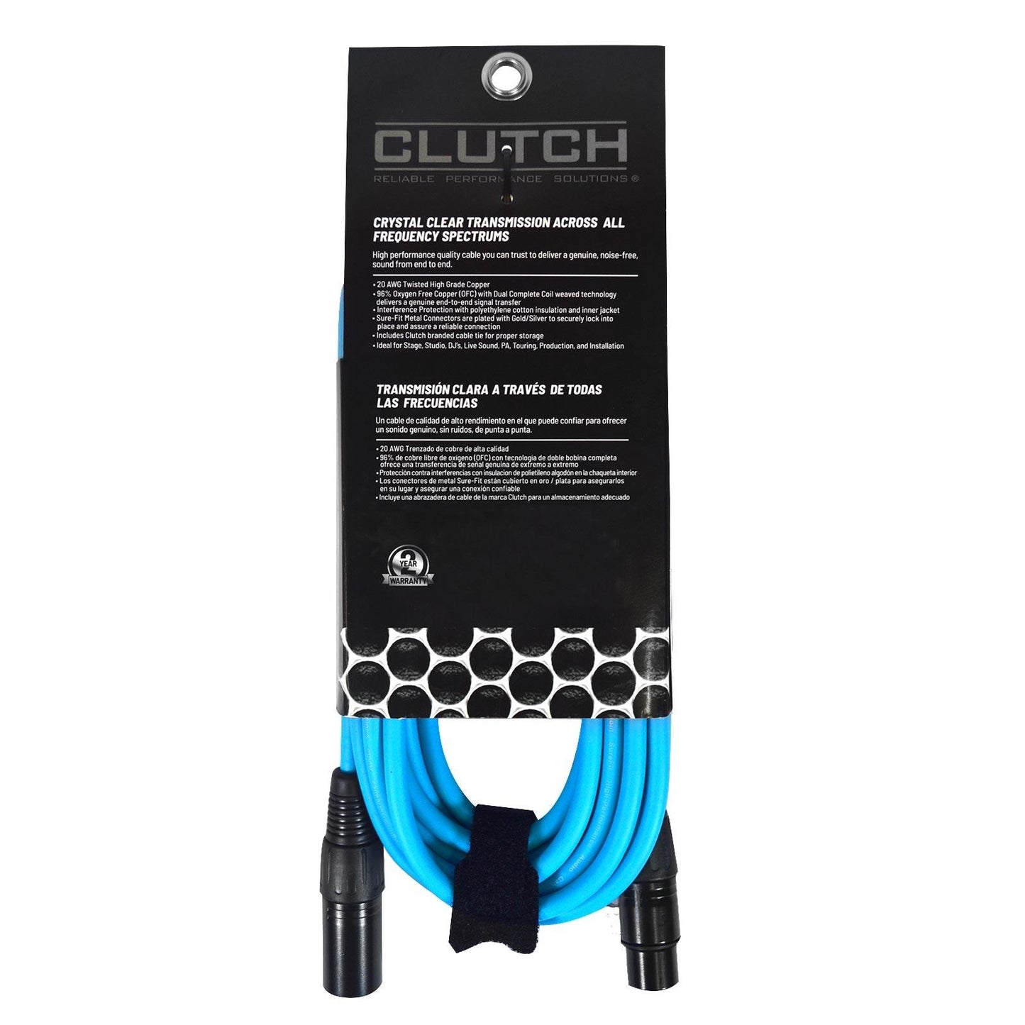 Clutch 10' Blue Sure-Fit XLR Female to XLR Male Microphone / Speaker Cable