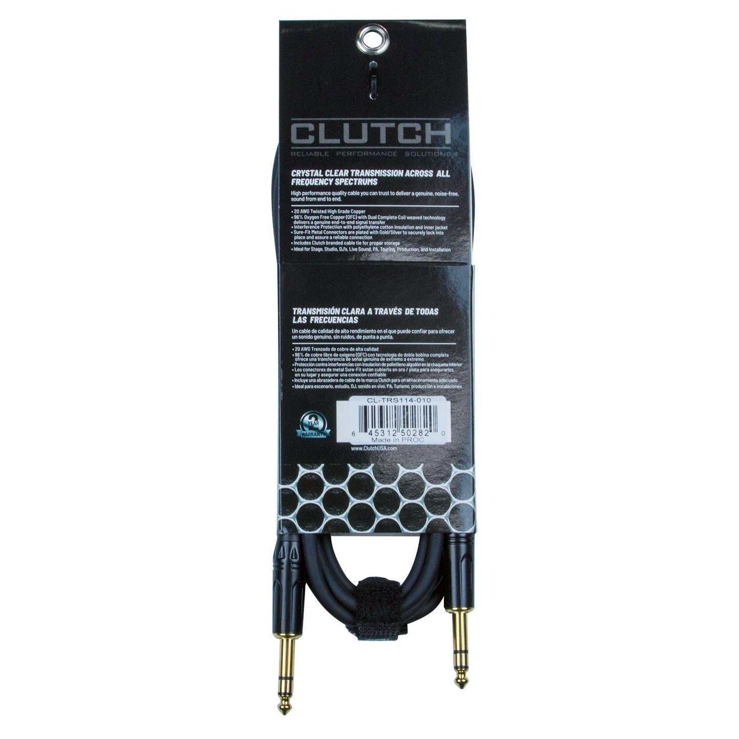 Clutch 10' Sure-Fit 1/4" TRS to 1/4" TRS Cable