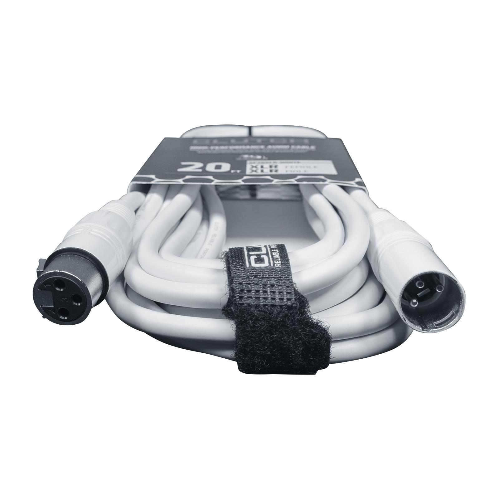 3-Pin XLR Male to Female Balanced Cable 20' Feet White Color Mic Connector Cord