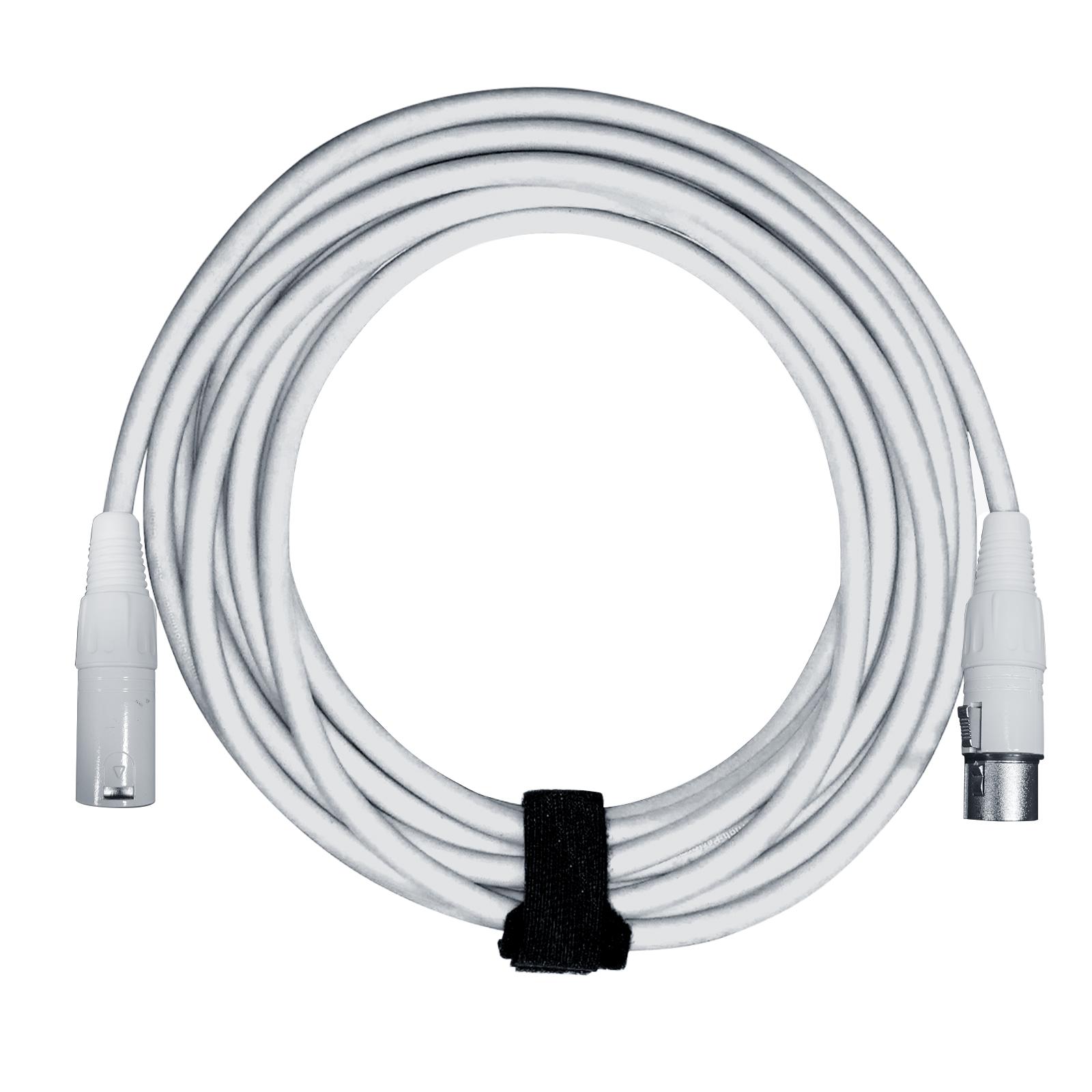 3-Pin XLR Male to Female Balanced Cable 20' Feet White Color Mic Connector Cord