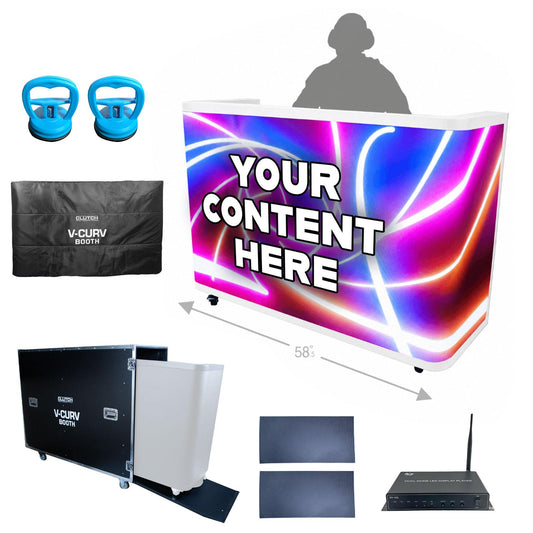 Clutch Curved DJ Video Booth in White with Case & Cover Main Package View