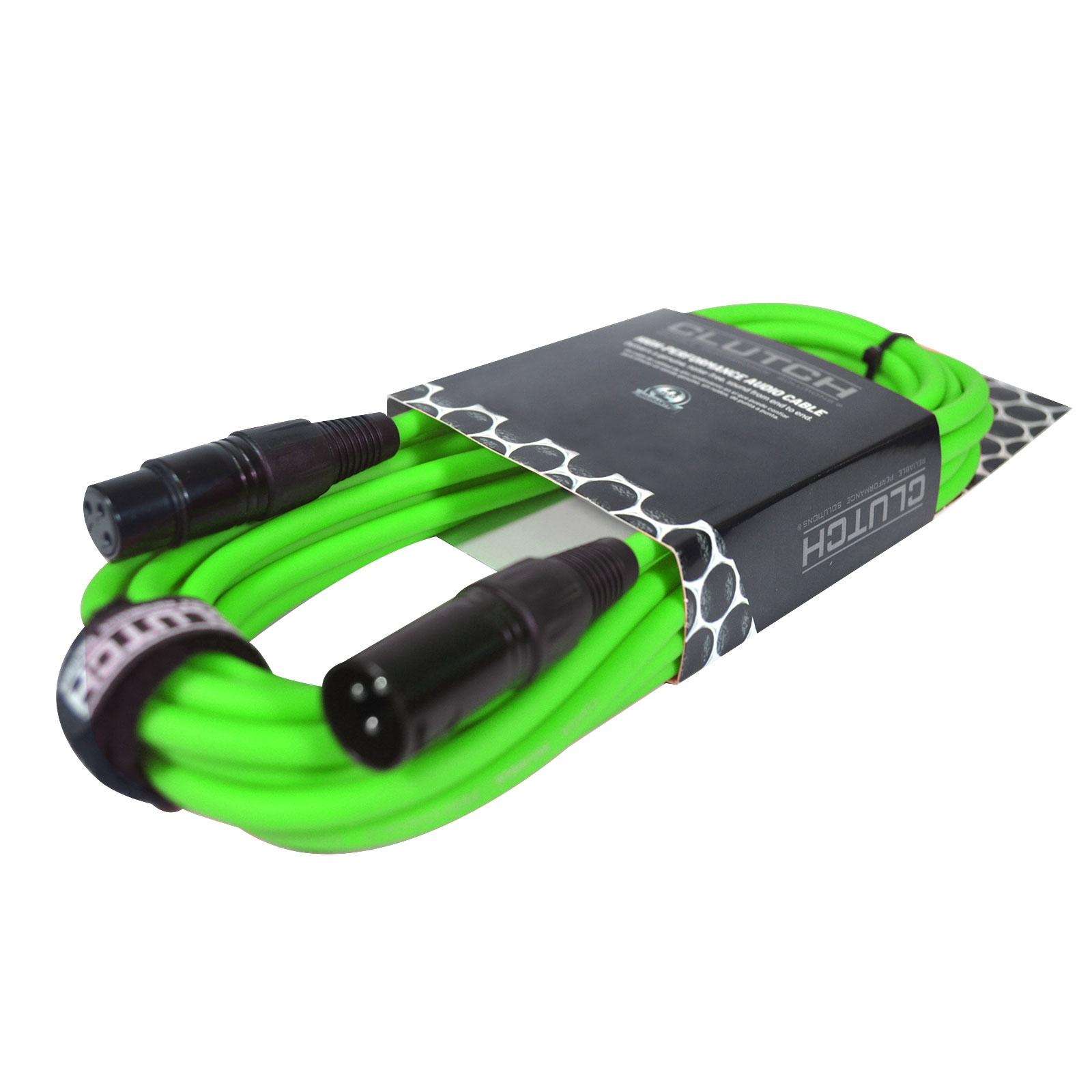 Clutch 10' Green Sure-Fit XLR Female to XLR Male Microphone / Speaker Cable