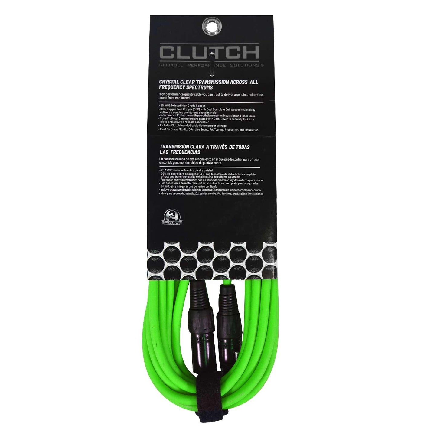 Clutch 10' Green Sure-Fit XLR Female to XLR Male Microphone / Speaker Cable
