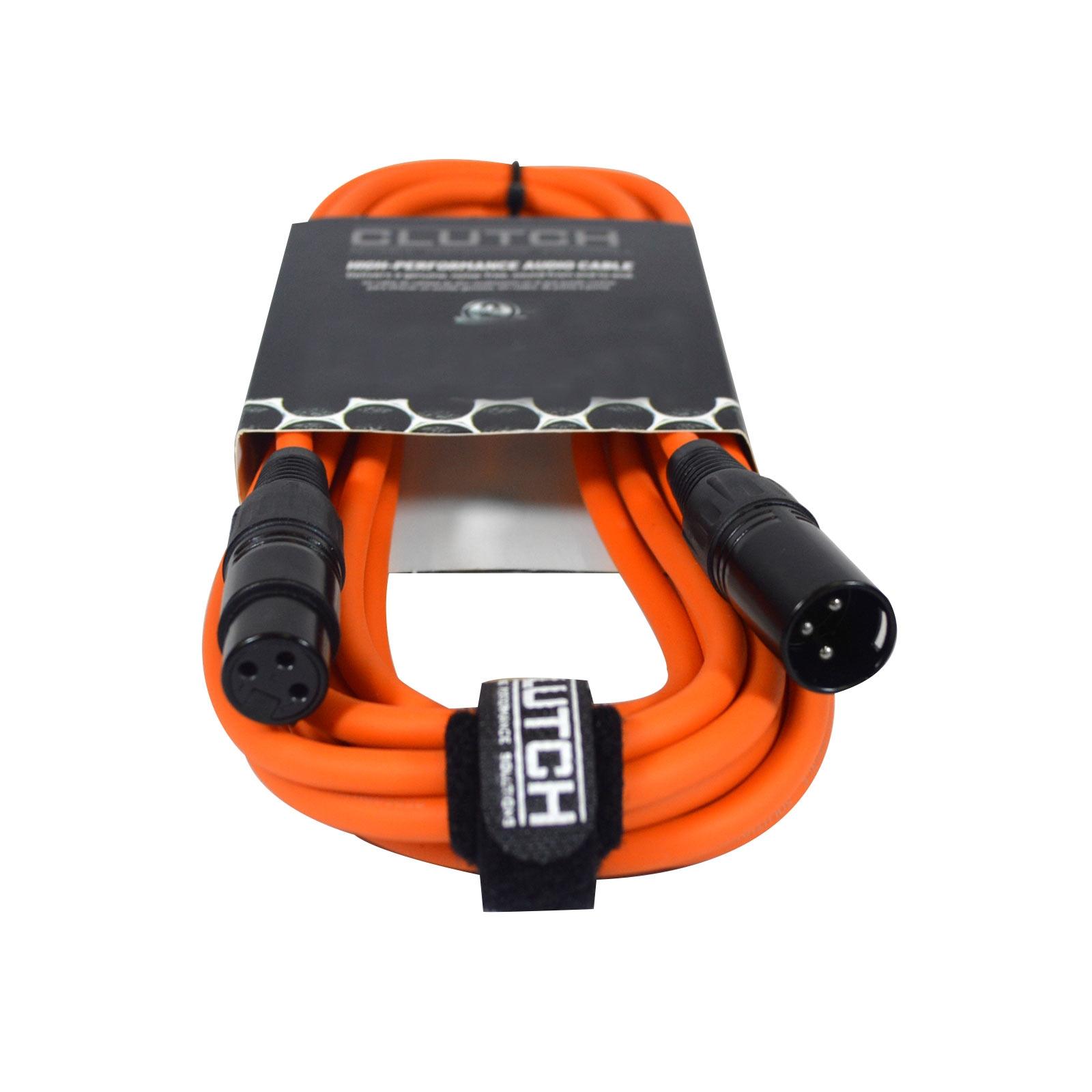 Clutch 10' Orange Sure-Fit XLR Female to XLR Male Microphone / Speaker Cable