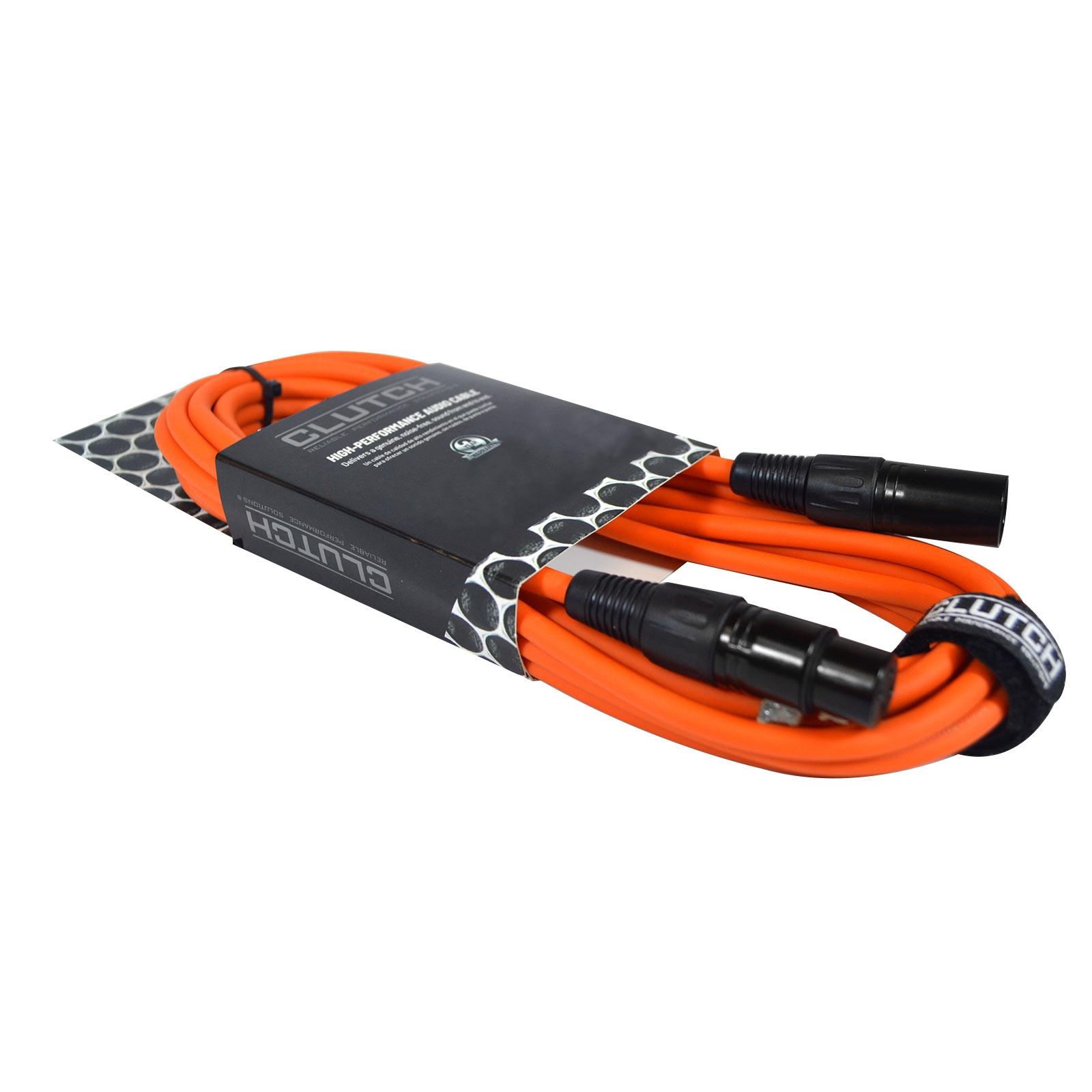 Clutch 10' Orange Sure-Fit XLR Female to XLR Male Microphone / Speaker Cable
