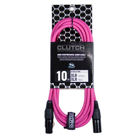 Clutch 10' Pink Sure-Fit XLR Female to Male Microphone / Speaker Cable