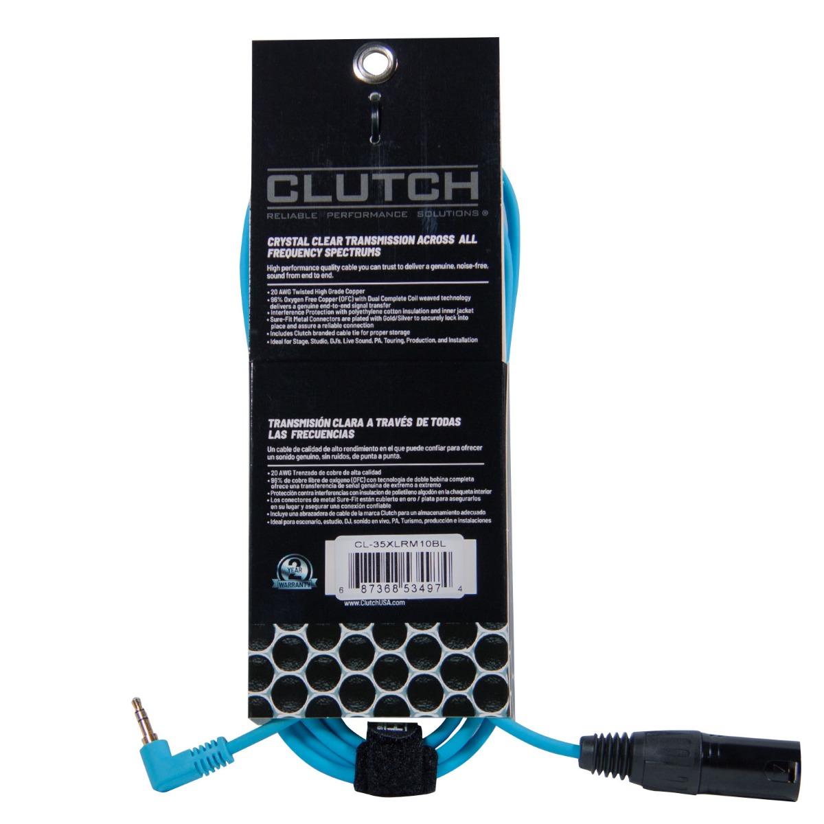 Clutch 10 foot Right Angle 35mm to XLR Male Cable