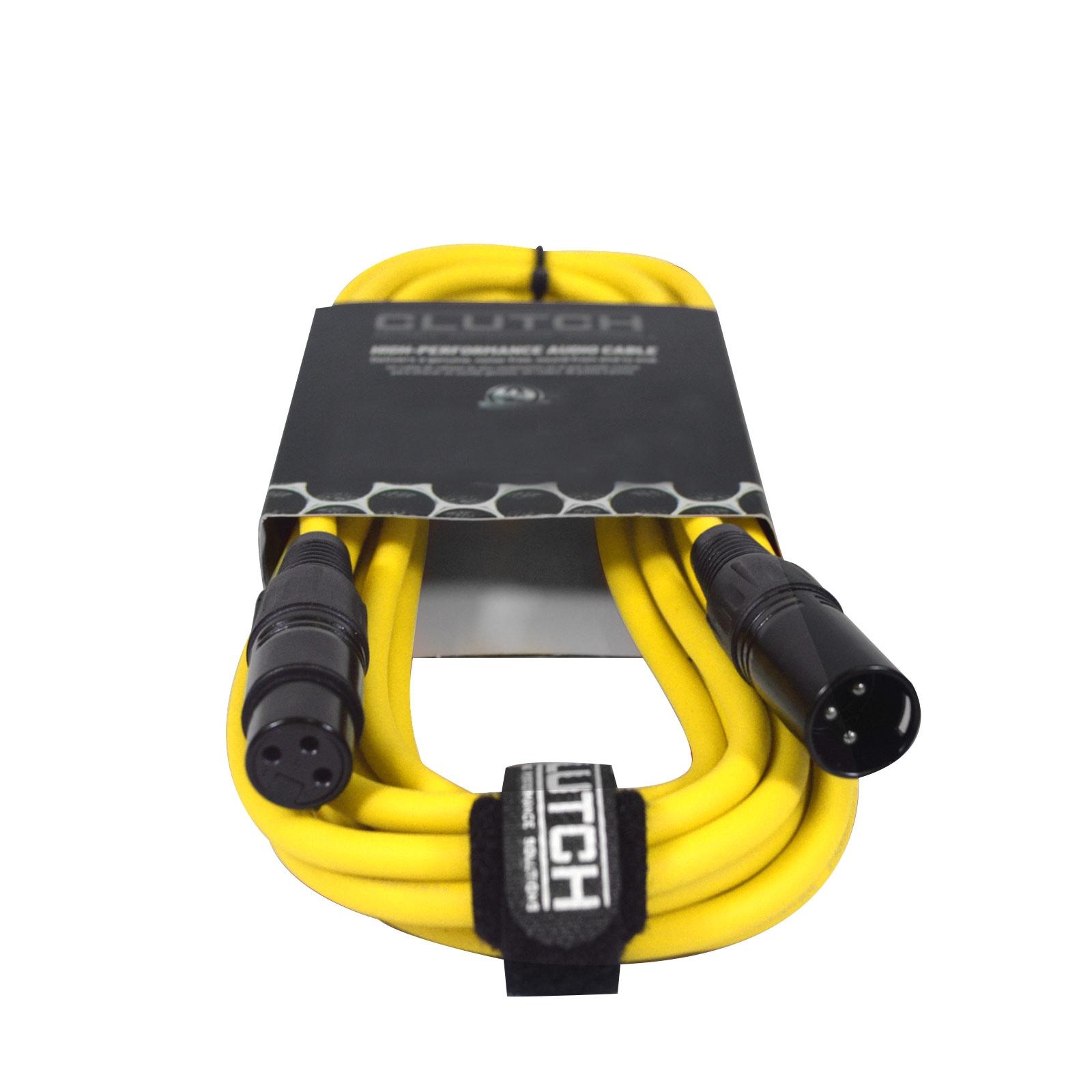Clutch 10' Yellow Braided Sure-Fit XLR Female to XLR Male Microphone / Speaker Cable
