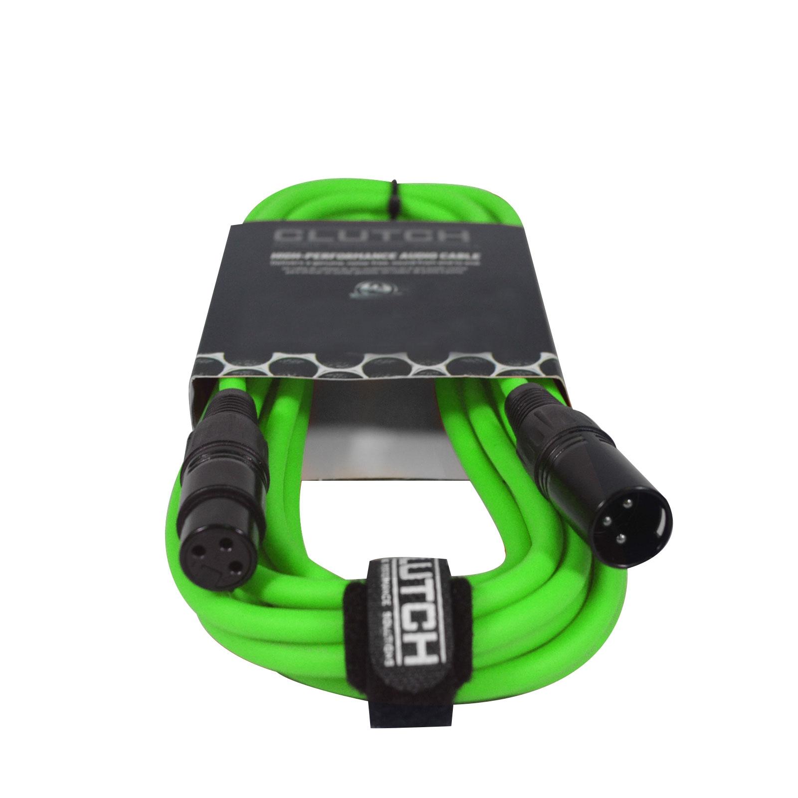 Clutch 20' Green Sure-Fit XLR Female to XLR Male Microphone / Speaker Cable