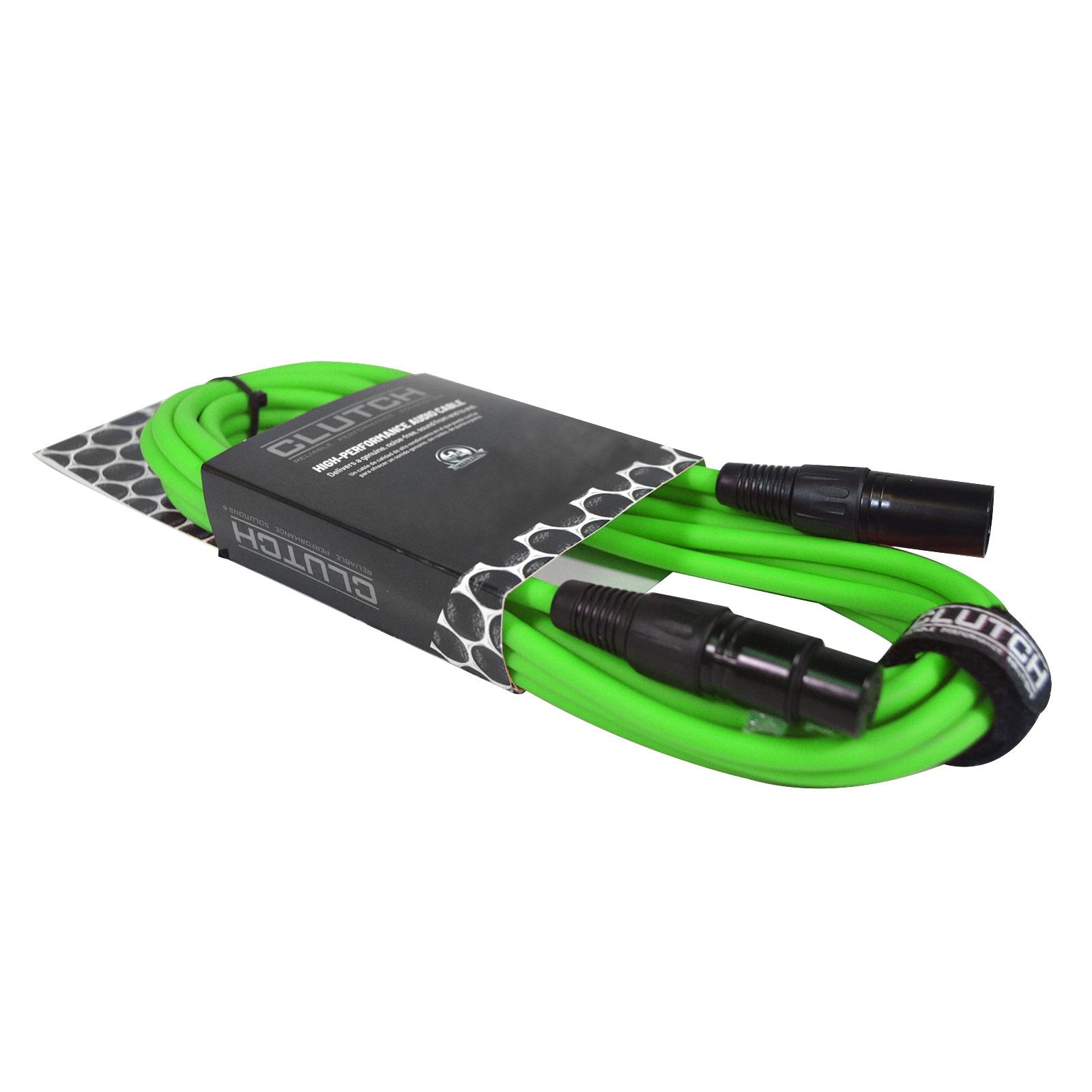 Clutch 20' Green Sure-Fit XLR Female to XLR Male Microphone / Speaker Cable
