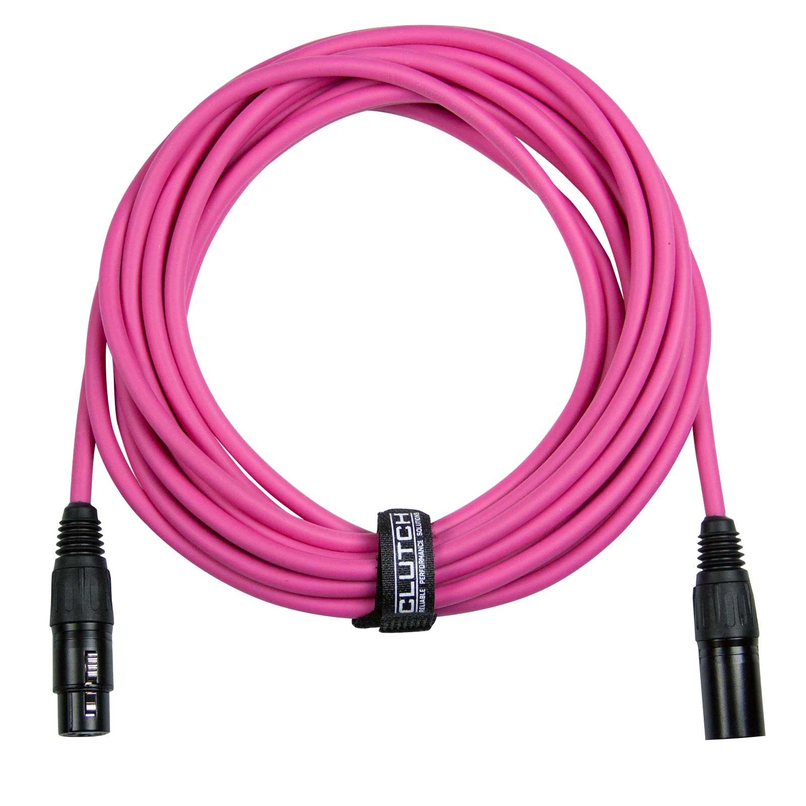 Clutch 20' Pink Sure-Fit XLR Female to XLR Male Microphone / Speaker Cable