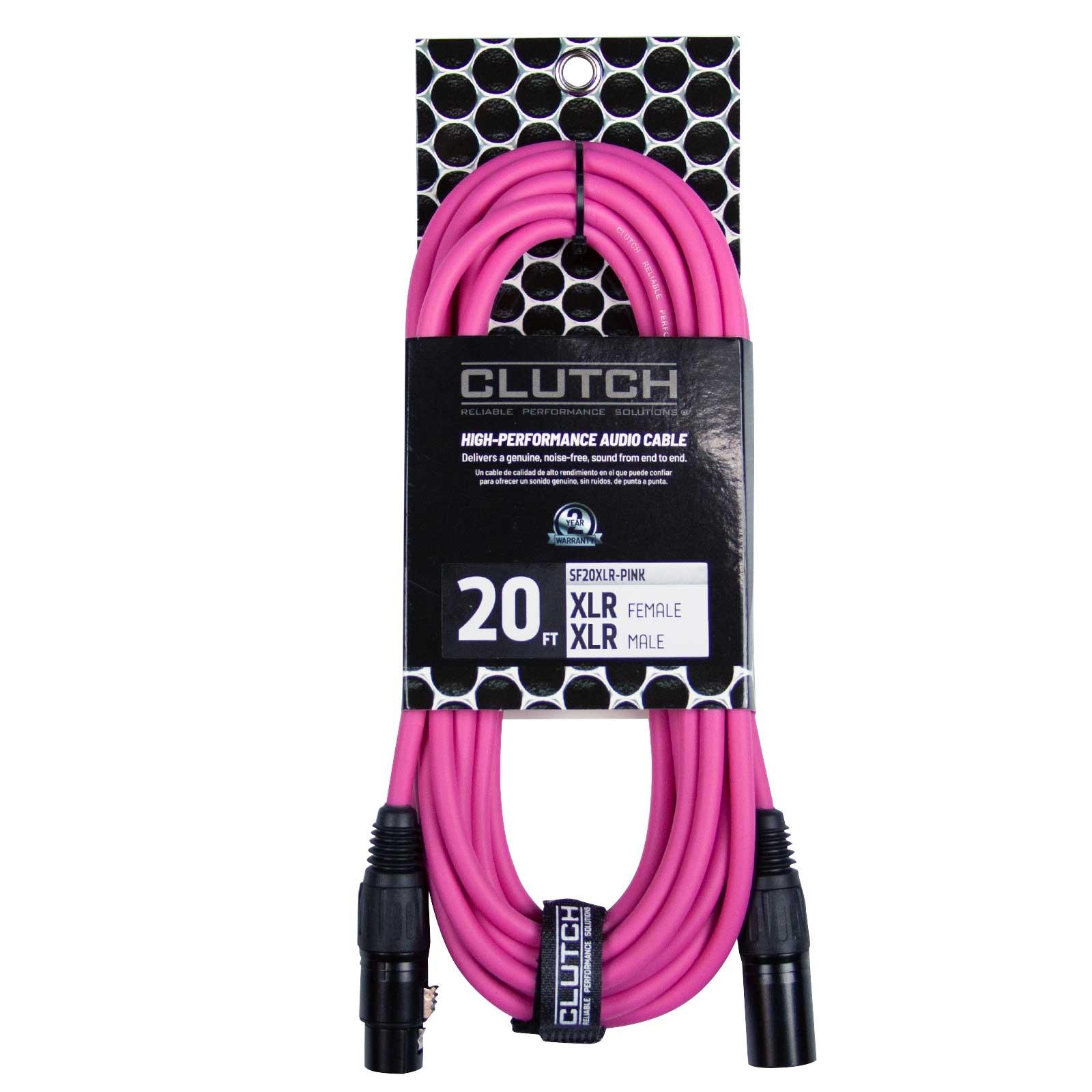 Clutch 20' Pink Sure-Fit XLR Female to XLR Male Microphone / Speaker Cable