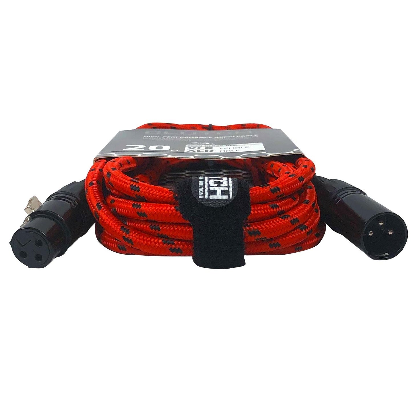 Clutch 20' Red Braided Sure-Fit XLR Female to XLR Male Microphone / Speaker Cable