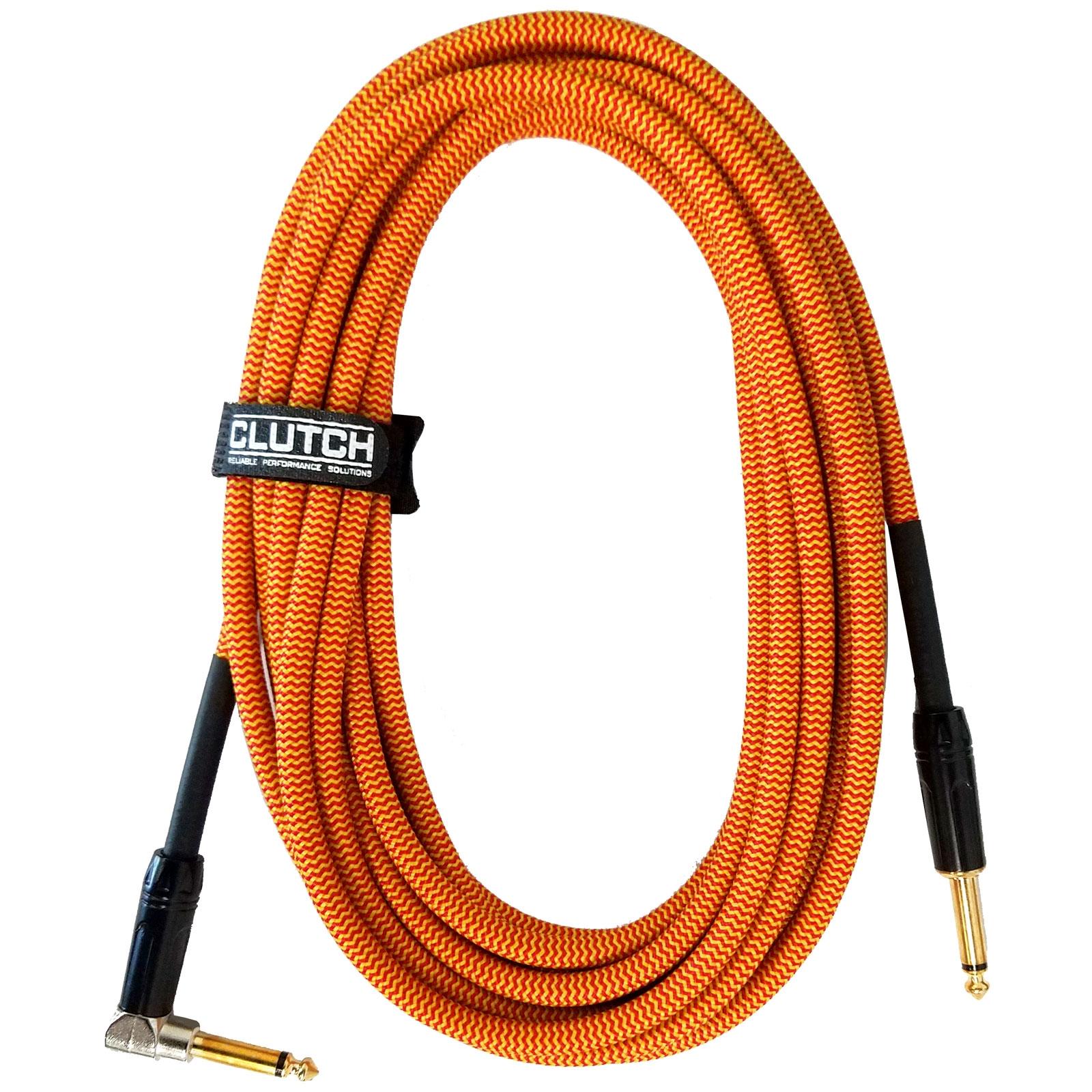 Clutch 20 foot Right Angle 1/4" TS to straight 1/4" TS Instrument Cable