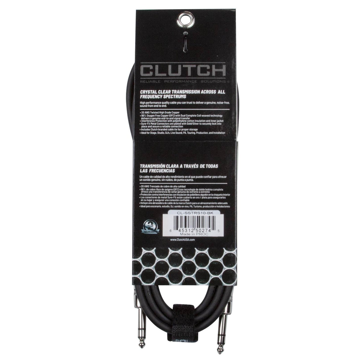 Clutch 10 foot 1/4" to 1/4" TRS Cable