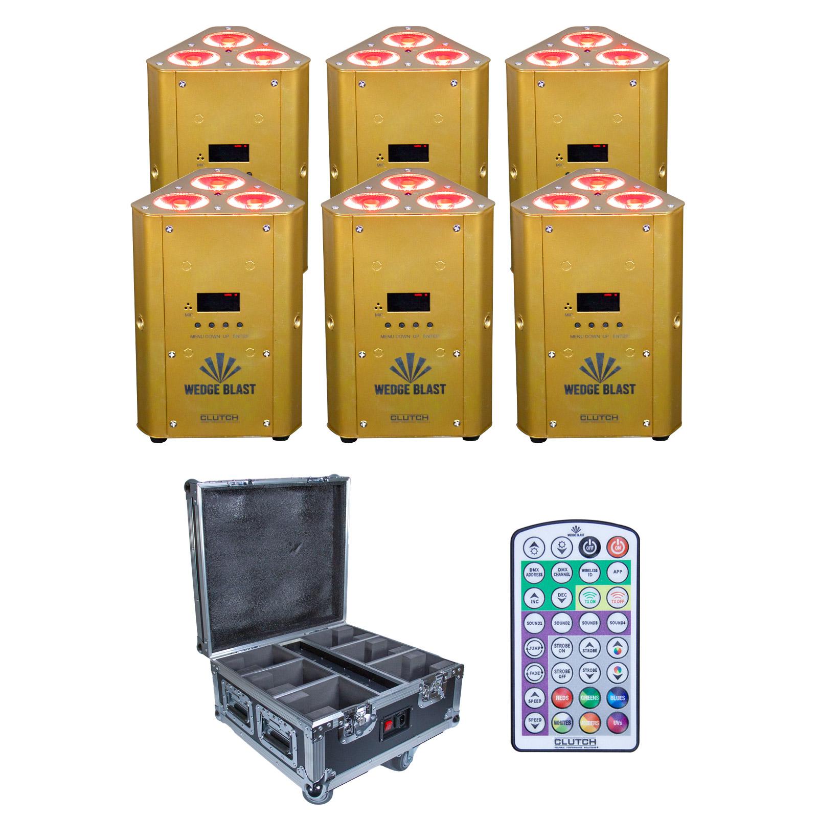 Clutch WEDGE BLAST Triangular LED Uplight Gold 6-Pack with Case