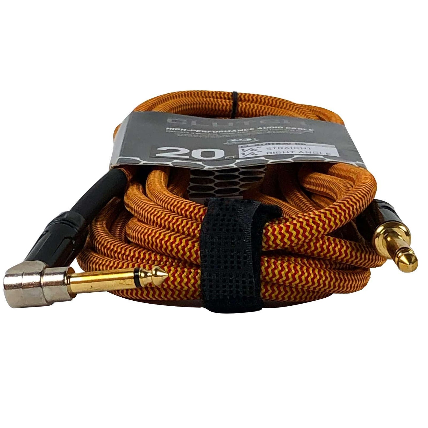 Clutch 20 foot Right Angle 1/4" TS to straight 1/4" TS Instrument Cable