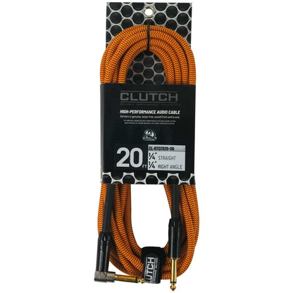 Clutch 20 foot Right Angle 1/4" TS to straight 1/4" TS Instrument Cable