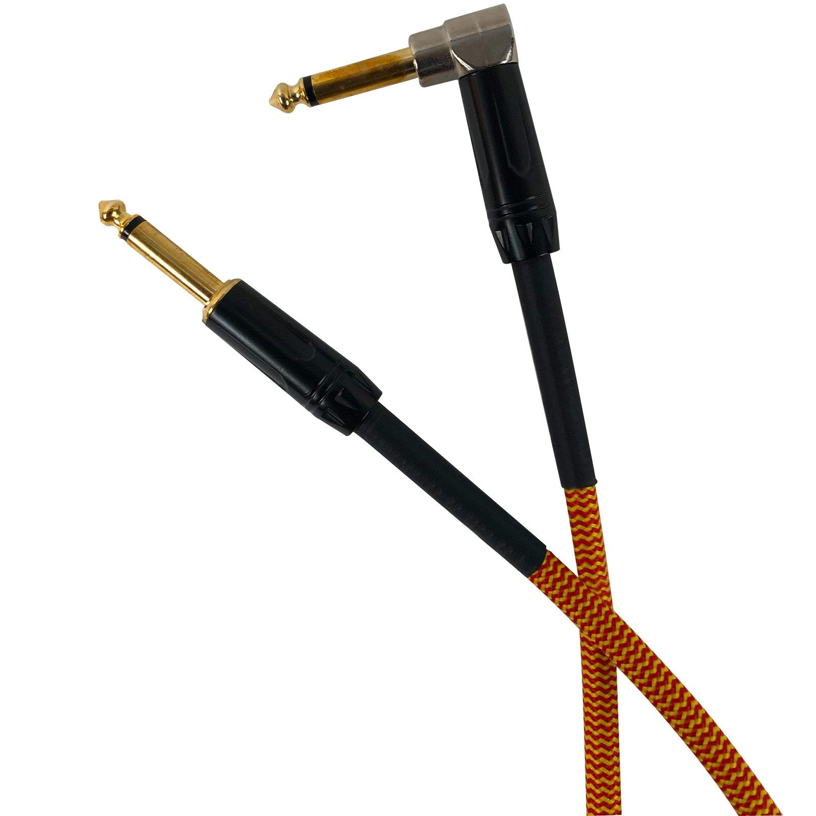 Clutch 20 foot Right Angle 1/4" TS to straight 1/4" TS Instrument Cable