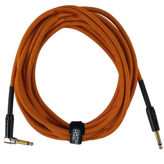 Clutch 20 foot Right Angle 1/4" TS to straight 1/4" TS Instrument Cable